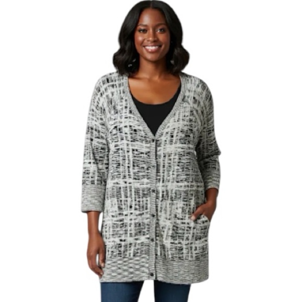 Lane Bryant Knitted Sweater, Cardigan, Plus,Sz 18, 20, 2X, Rib knit, Preppy